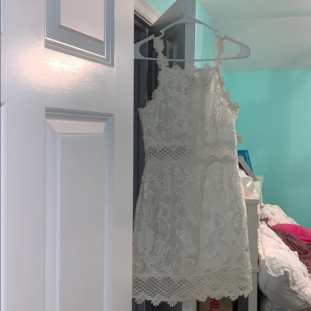 Topshop White Lace Detail Dress Size Small